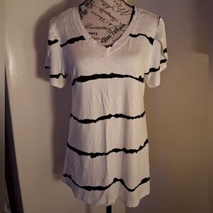 Sale Bold Stripped Overlap Sleeve Top